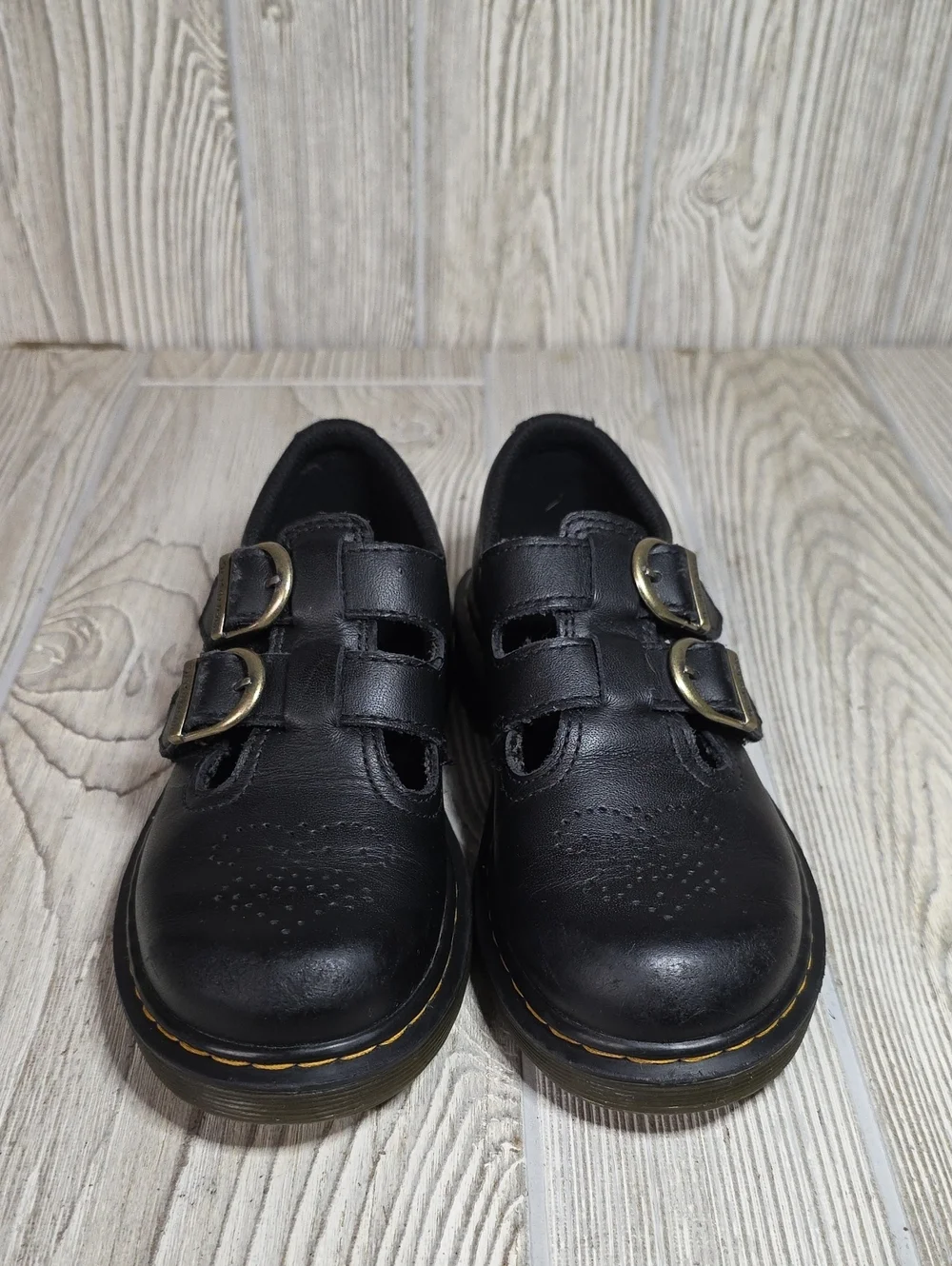 Dr. Martens Kids 8065 Black Leather Mary Jane Shoes Kids Size 13